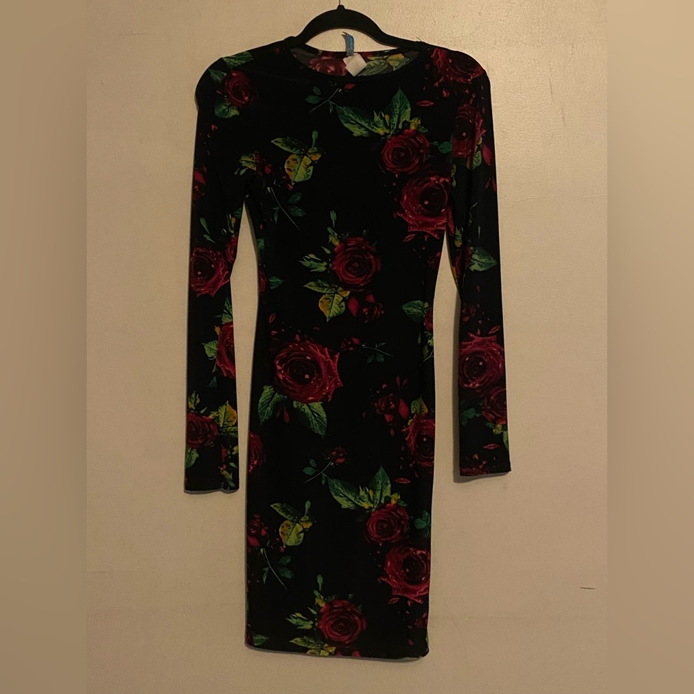 Flower Roses Bodycon Dress